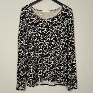 Peruvian Connection Pima Cotton Long Sleeve Floral Print Tee - Size XL